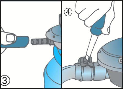 Bombola del gas, collegamento del tubo